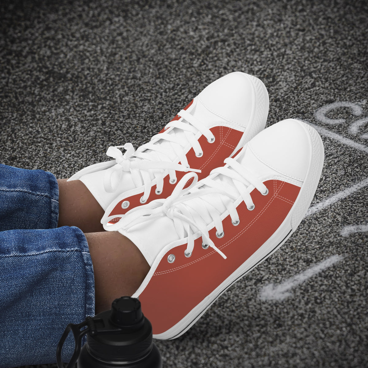 Crake High Top Orange laced custom prints canvas shoes