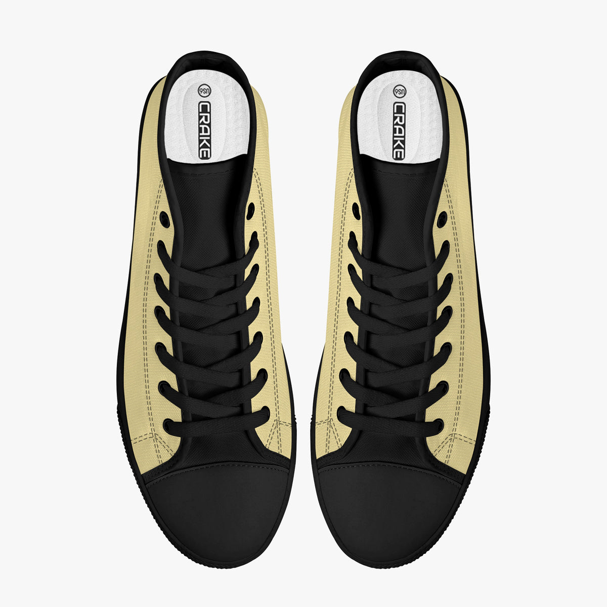 Crake High Top Flaxen laced high top plain color canvas shoes