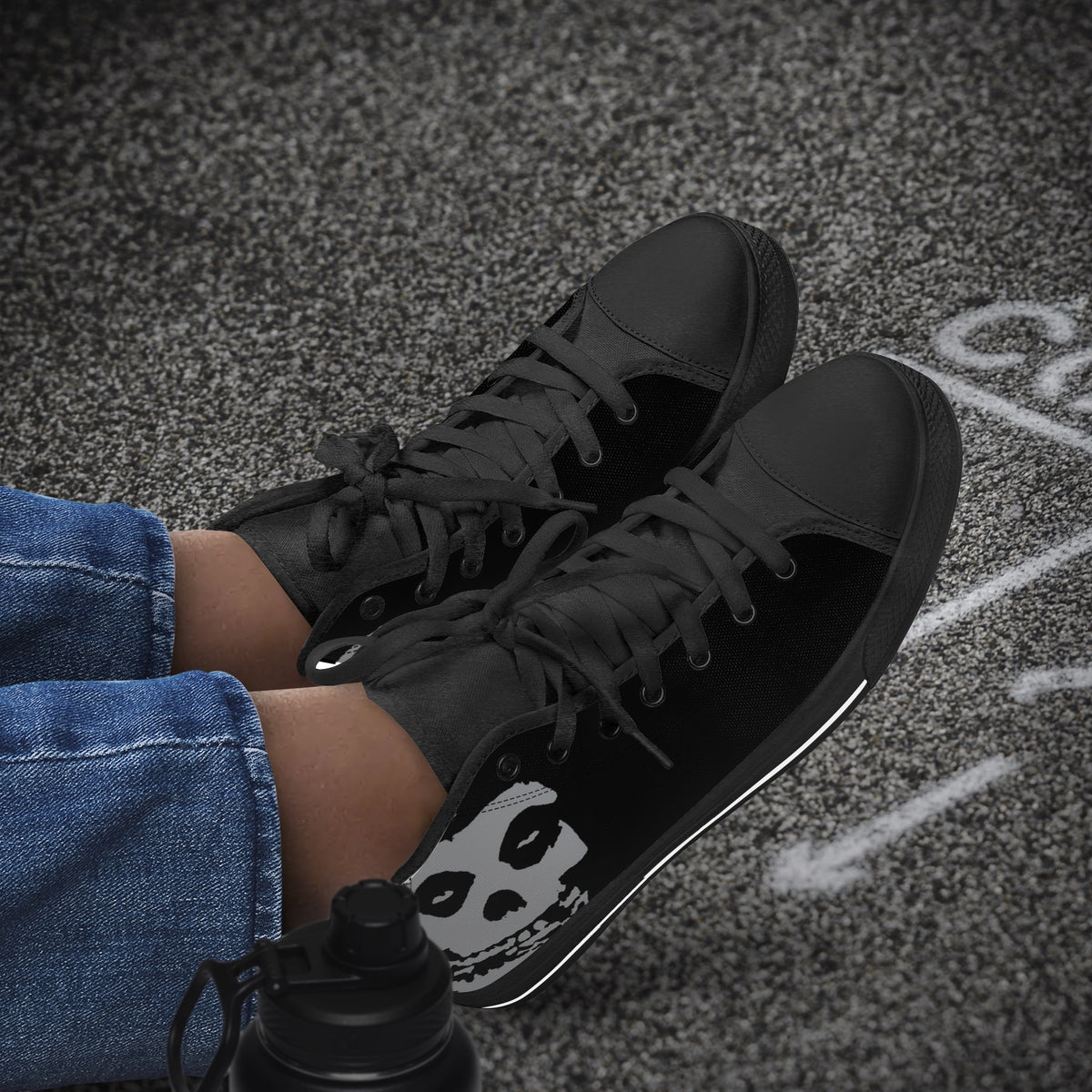 Crake High Top S1000 the Skull laced custom prints canvas shoes