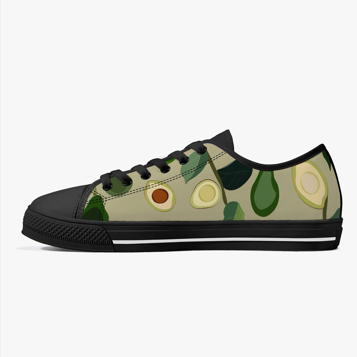 Crake Low Top Avocado laced custom prints canvas shoes