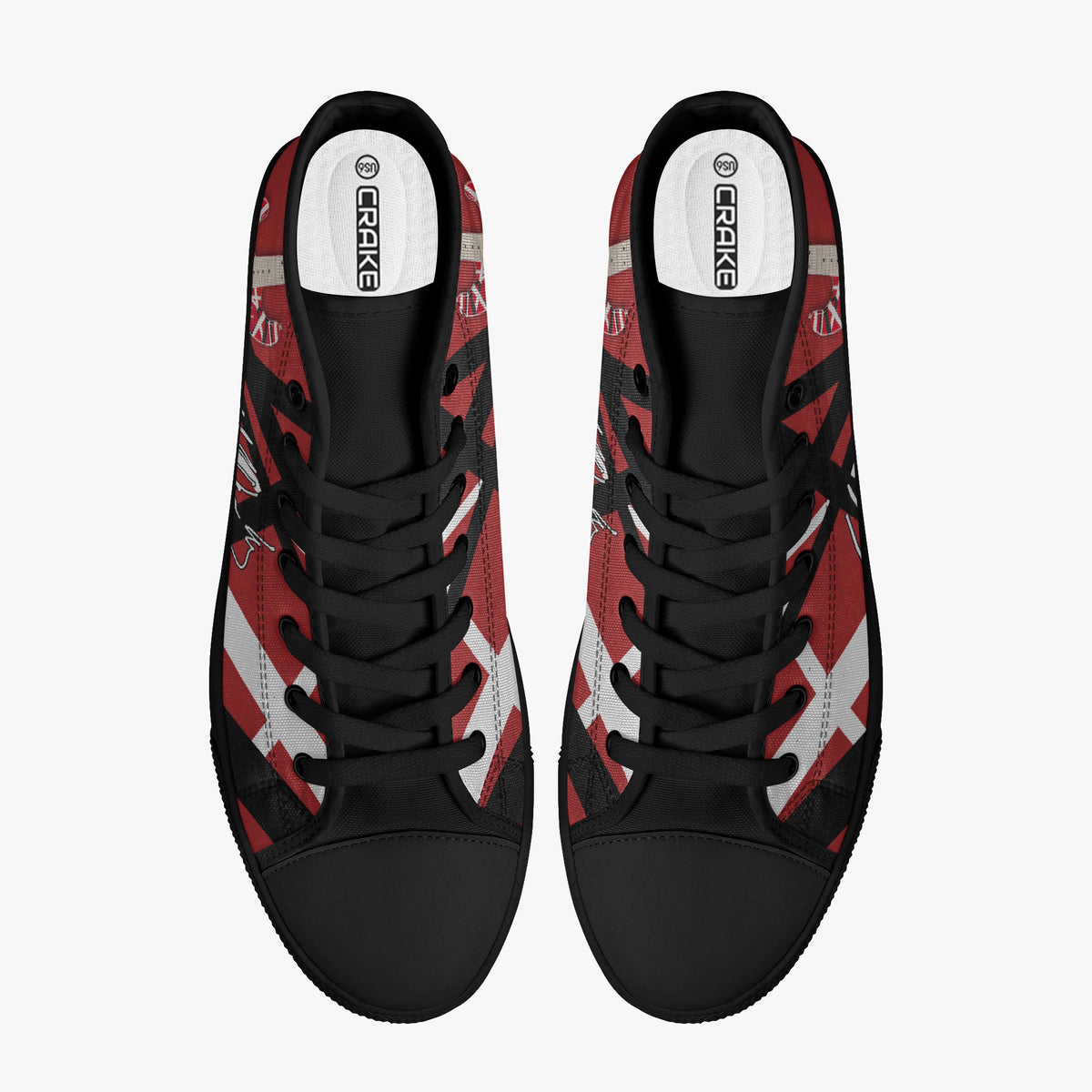 Crake High Top Red Guitar laced custom prints canvas shoes