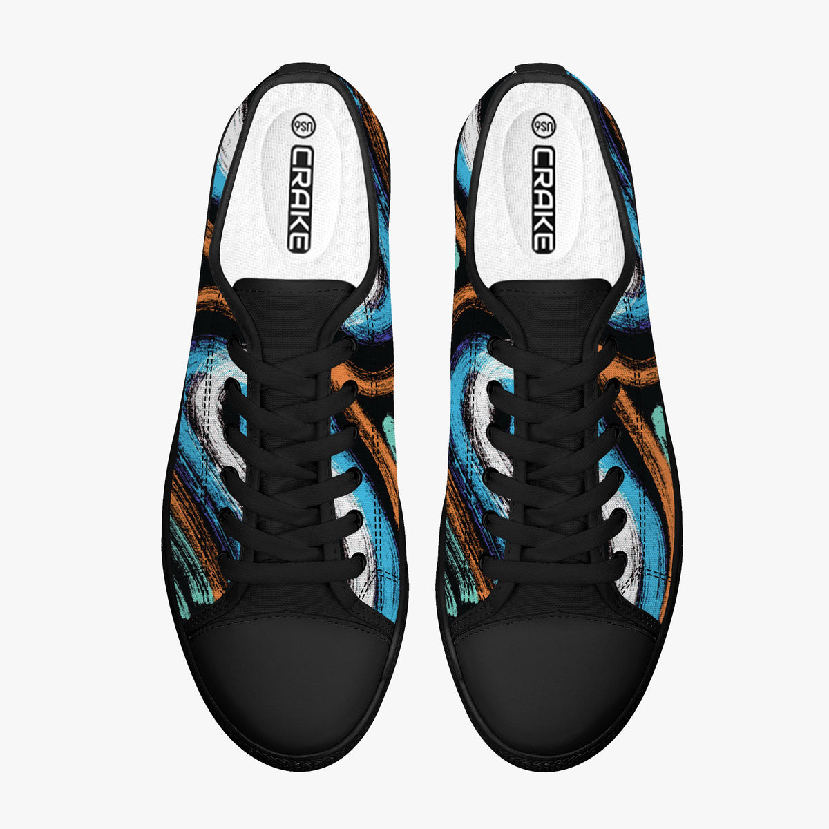 Crake Low Top Blackhole laced custom prints canvas shoes