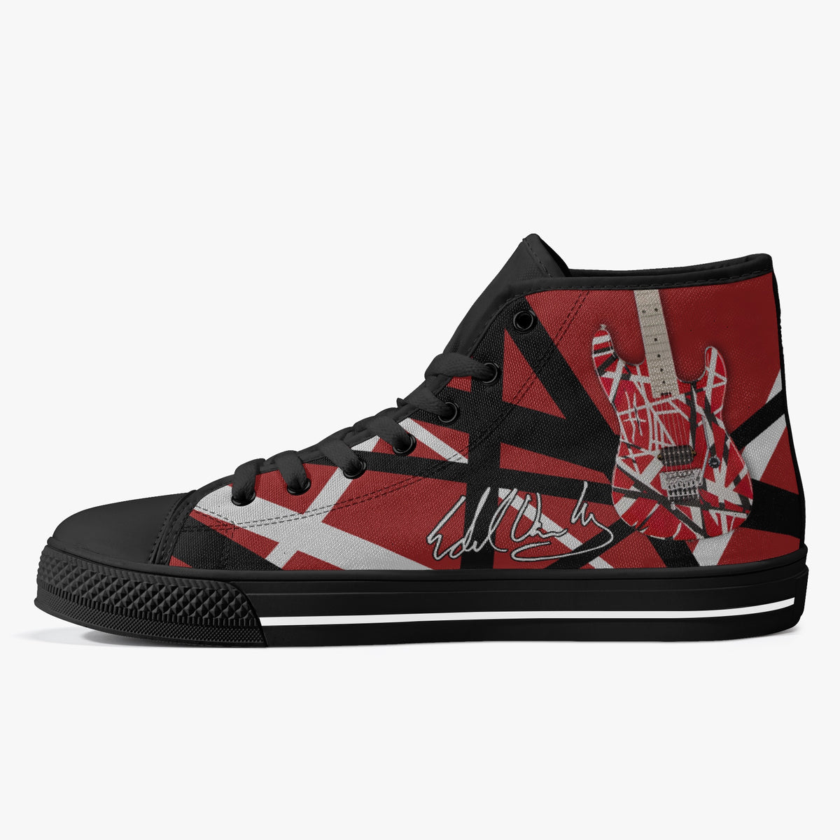 Crake High Top Red Guitar laced custom prints canvas shoes