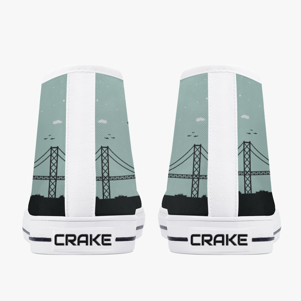 Crake High Top Godzilla laced custom prints canvas shoes