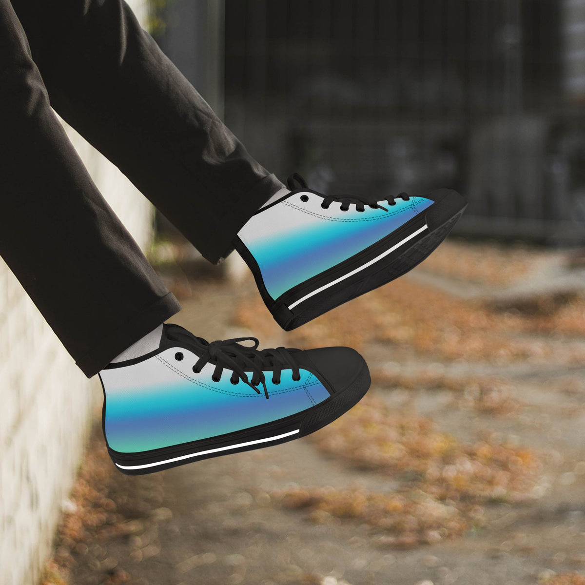 Crake High Top Sky and Sea laced custom prints canvas shoes