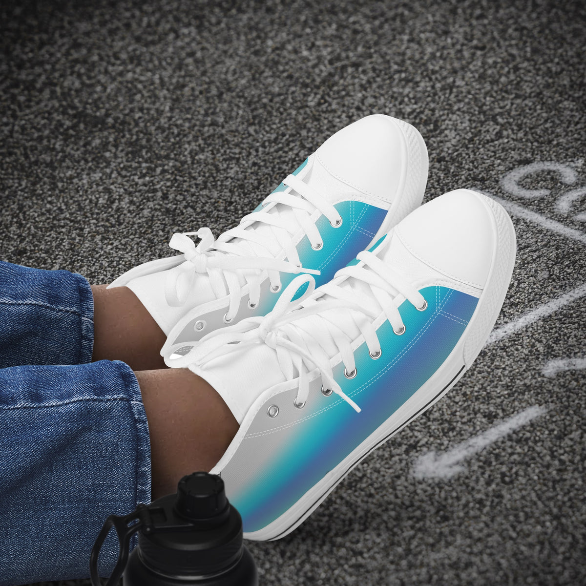 Crake High Top Sky and Sea laced custom prints canvas shoes