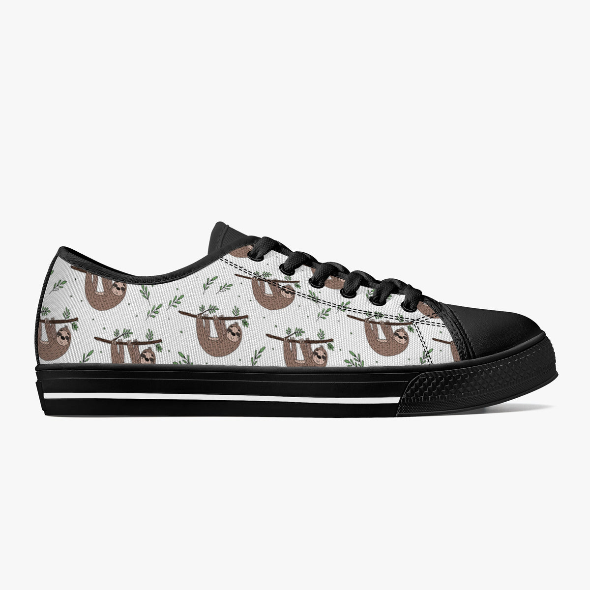 Crake Low Top Hanging Sloths laced custom prints canvas shoes