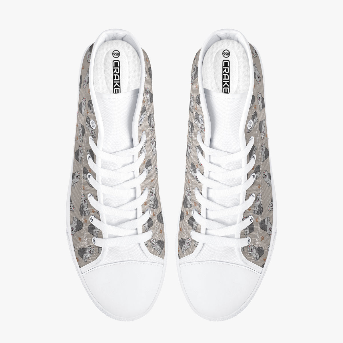 Crake High Top The White Dogs laced custom prints canvas shoes