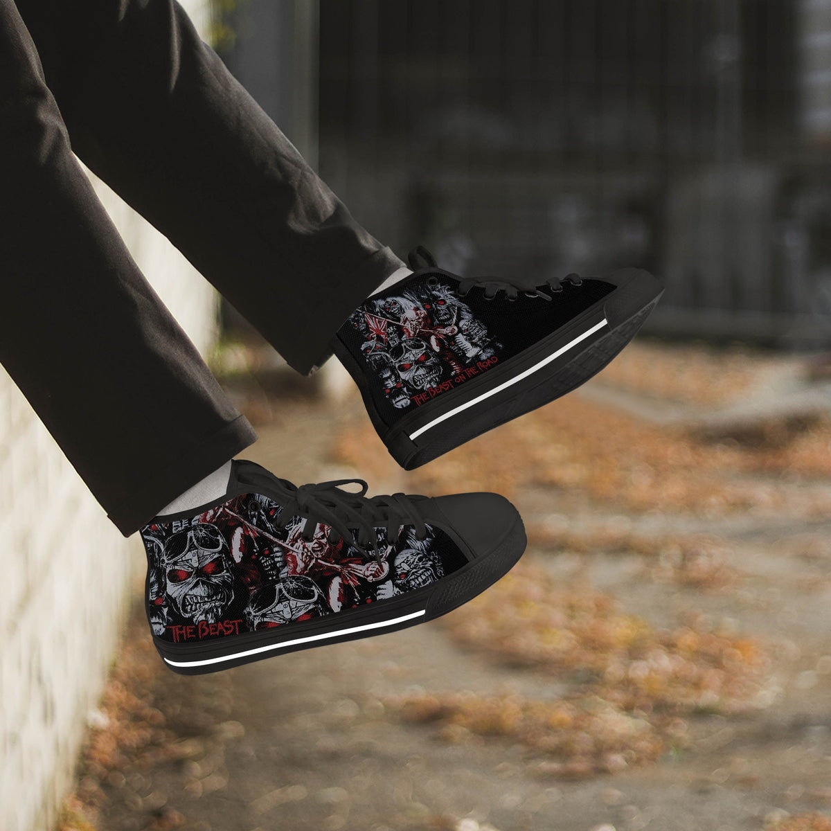 Crake High Top The Beast laced custom prints canvas shoes