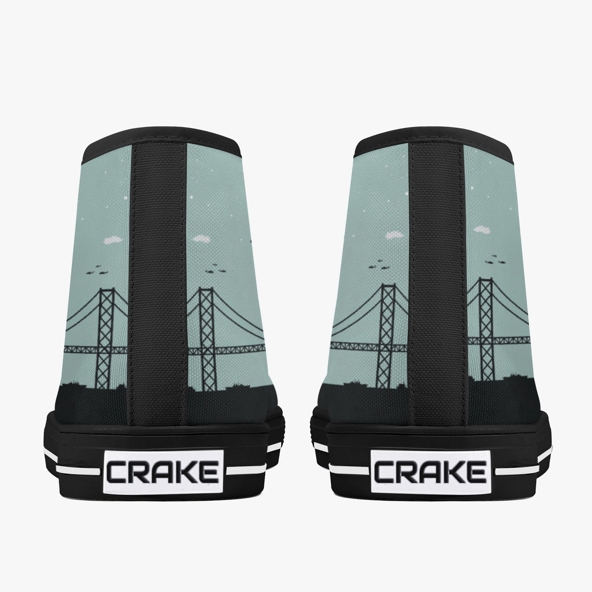 Crake High Top Godzilla laced custom prints canvas shoes