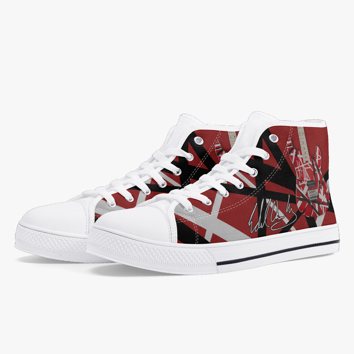 Crake High Top Red Guitar laced custom prints canvas shoes