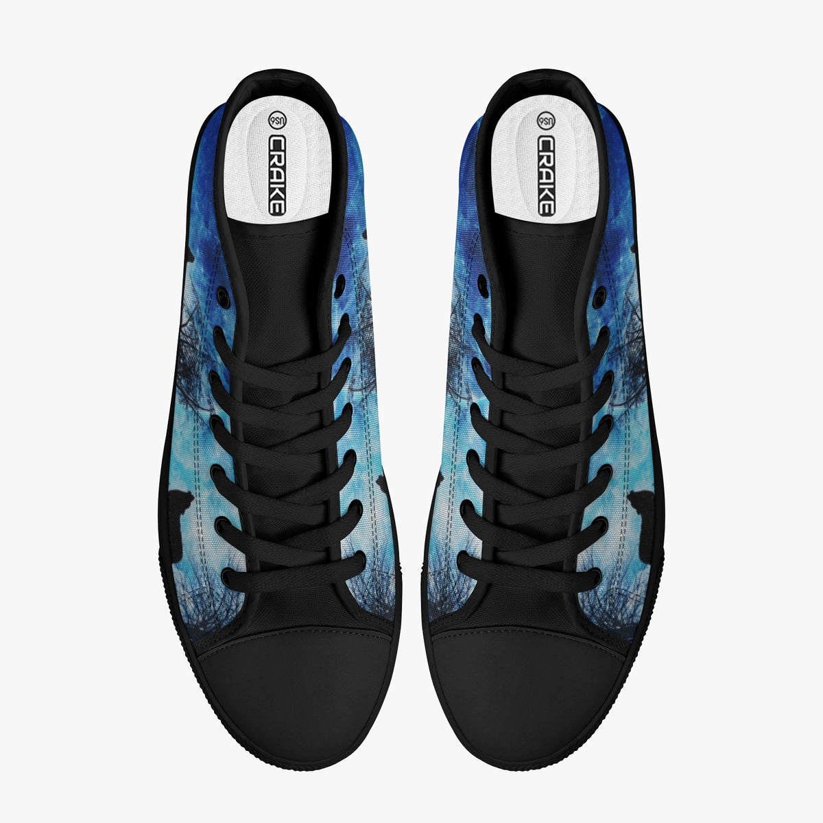Crake High Top Night Wolves laced custom prints canvas shoes