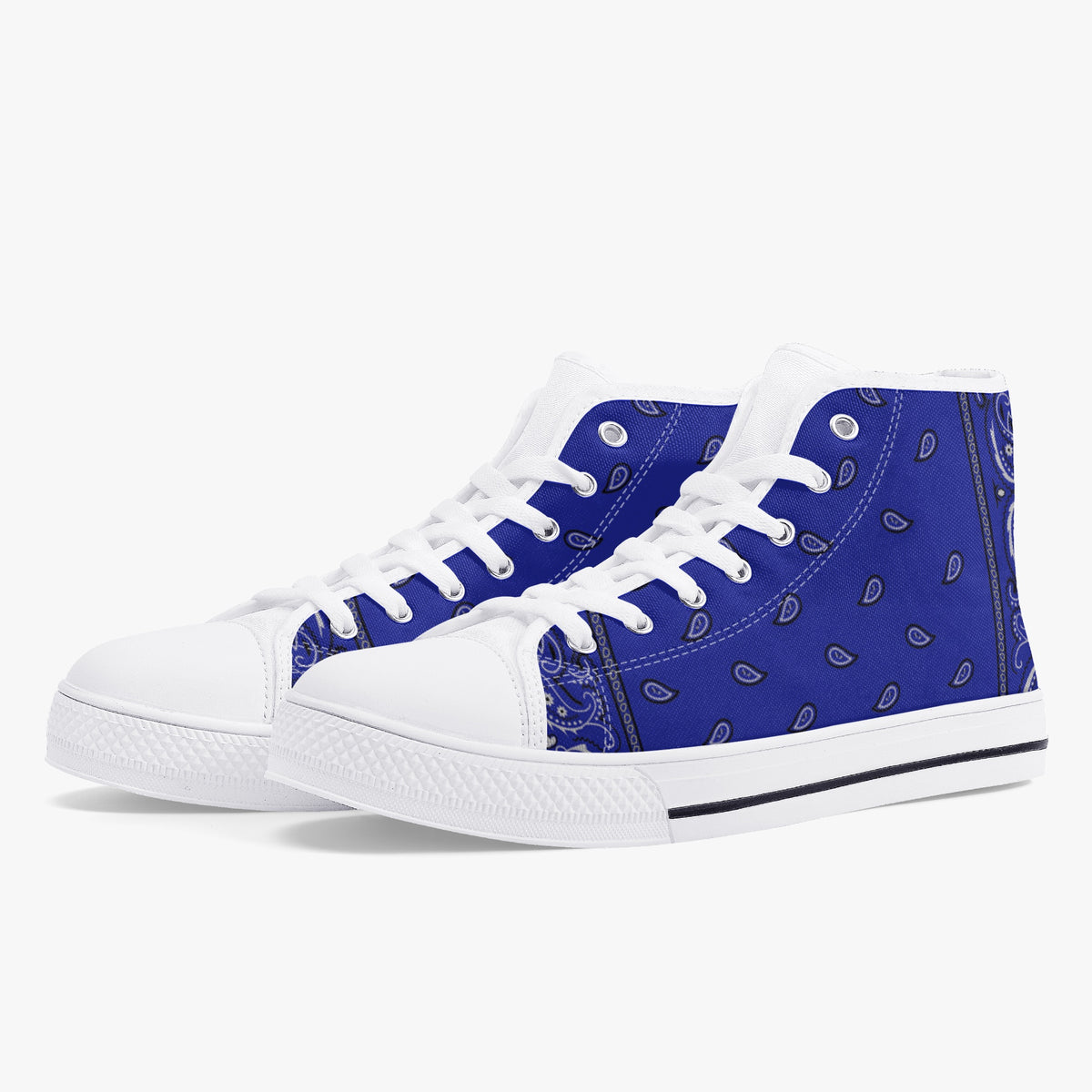 Crake High Top Blue Drips laced custom prints canvas shoes