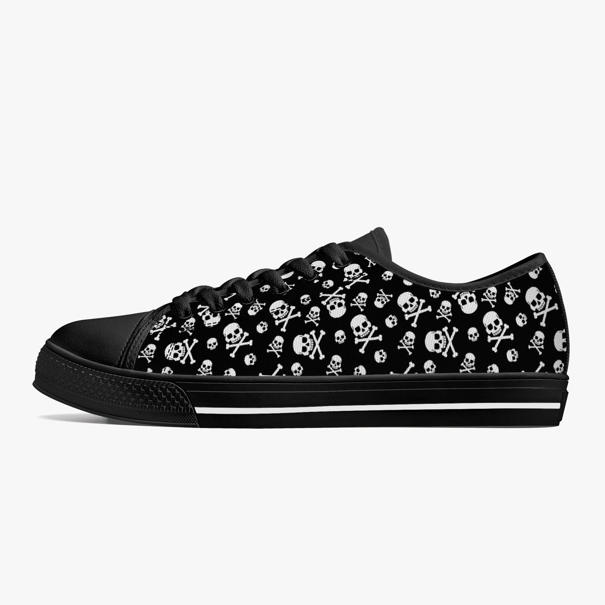 Crake Low Top Skulls laced custom prints canvas shoes