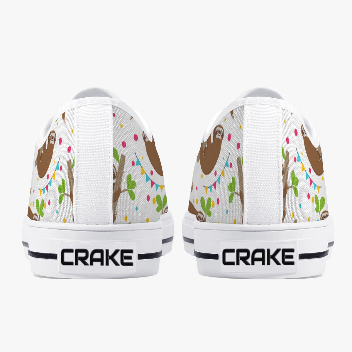 Crake Low Top Sloths laced custom prints canvas shoes