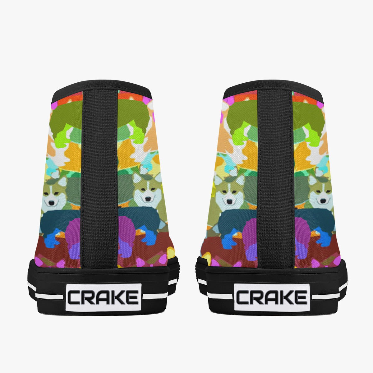 Crake High Top Corgis laced custom prints canvas shoes