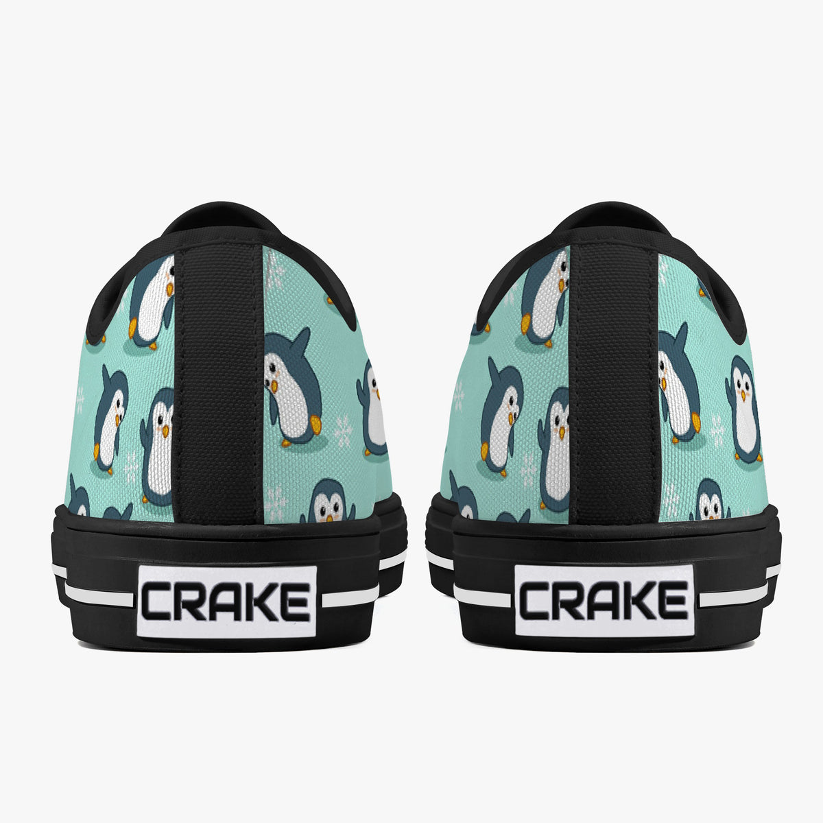 Crake Low Top Penguins laced custom prints canvas shoes