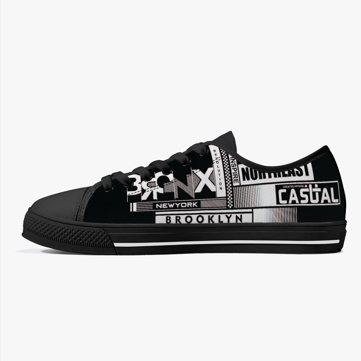 Crake Low Top Bronx and Brooklyn laced custom prints canvas shoes