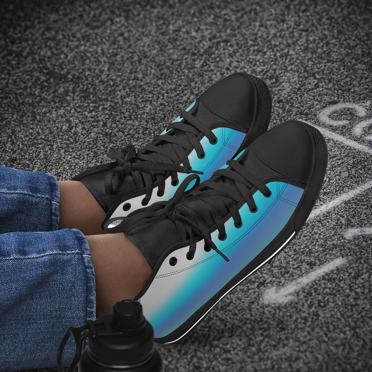 Crake High Top Sky and Sea laced custom prints canvas shoes