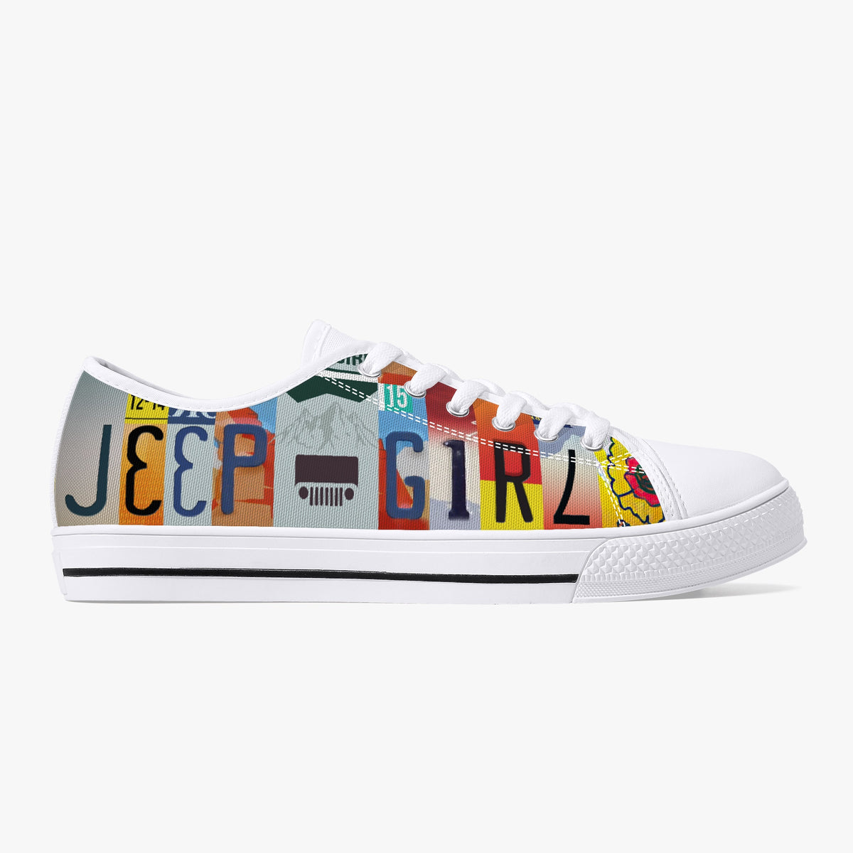 Crake Low Top Jeep Girl laced custom prints canvas shoes