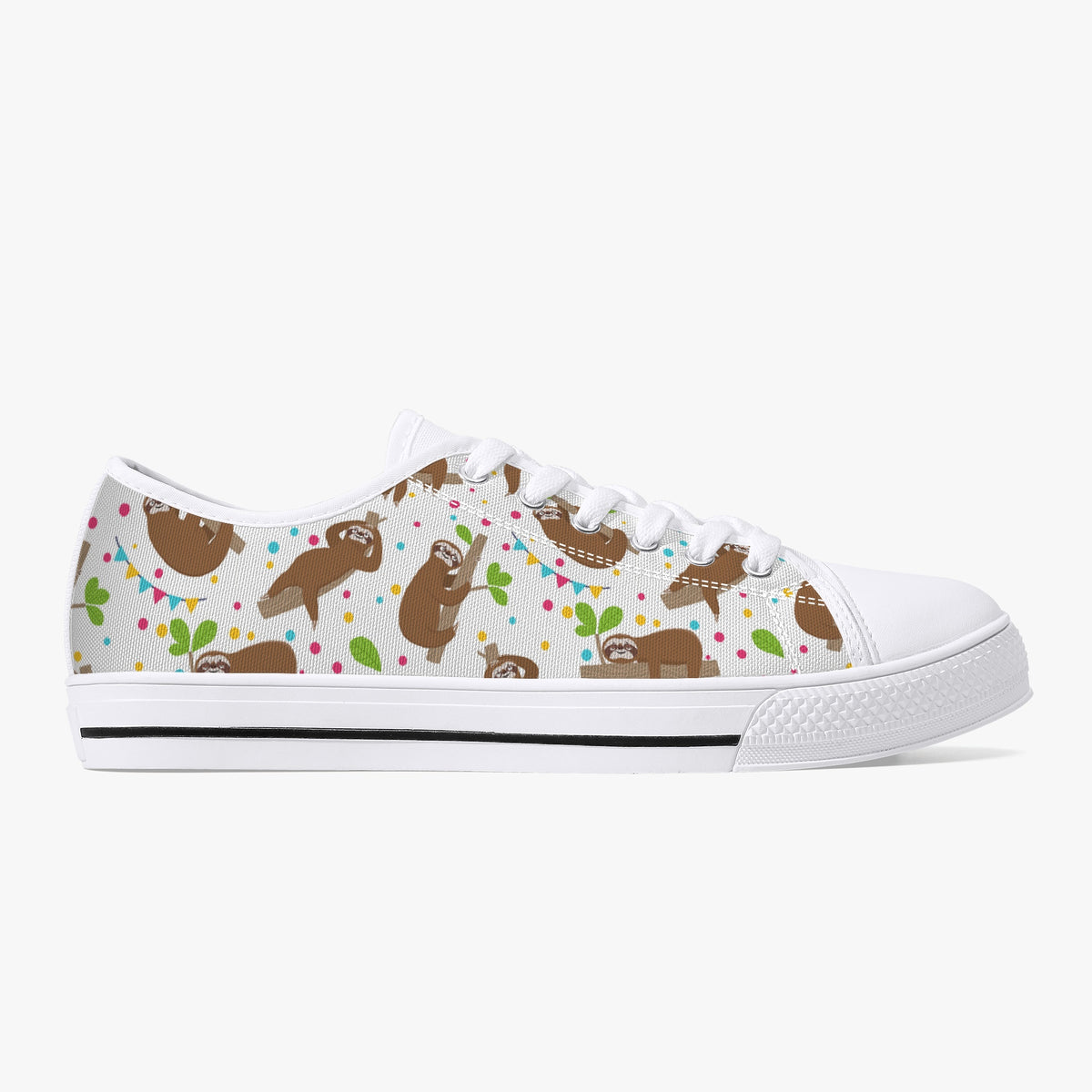Crake Low Top Sloths laced custom prints canvas shoes