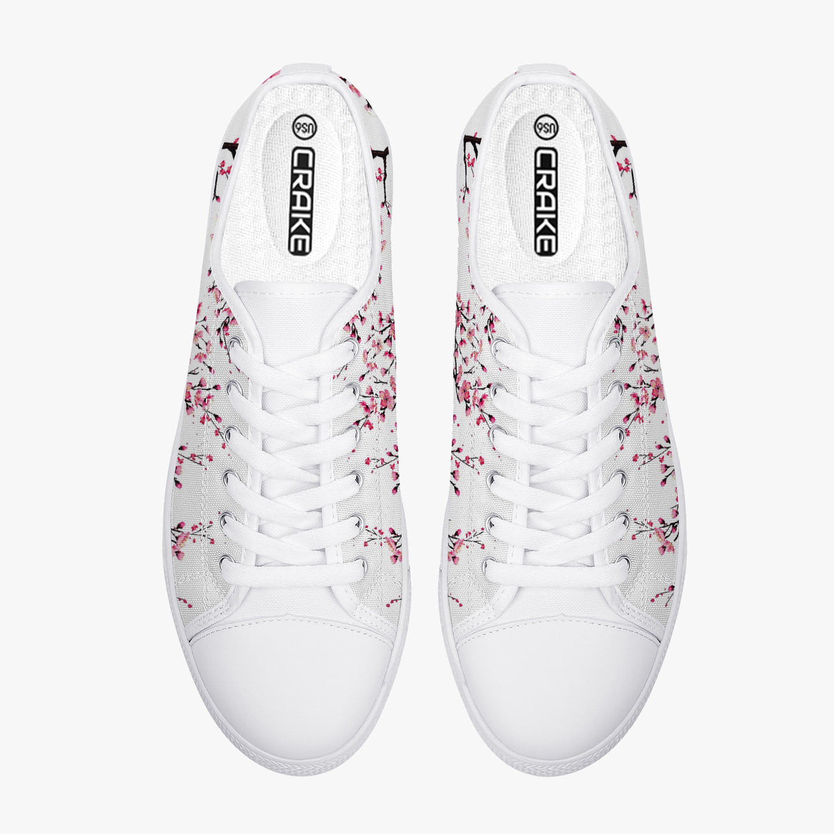 Crake Low Top Sakuras laced custom prints canvas shoes