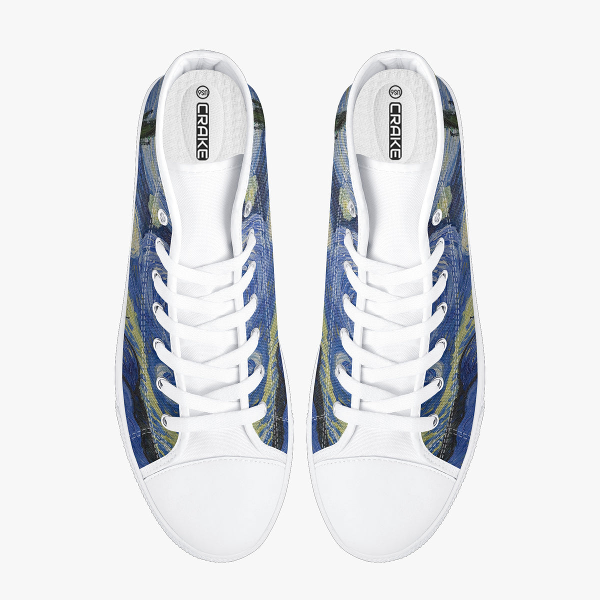 Crake High Top Starry Night laced custom prints canvas shoes