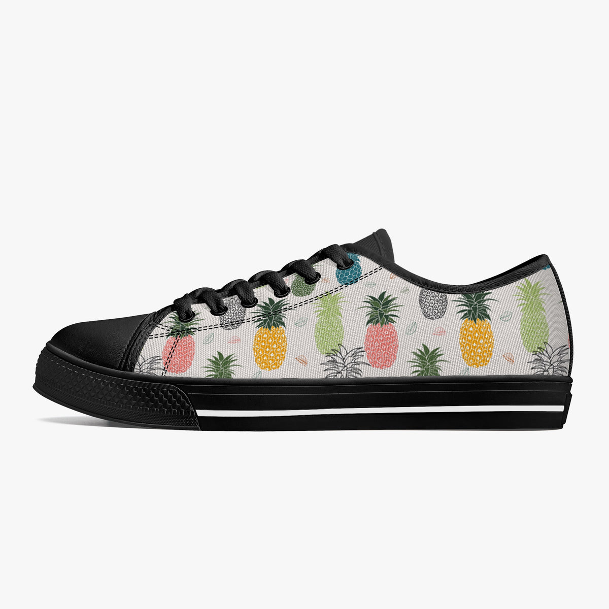 Crake Low Top Fancy Pineapples laced custom prints canvas shoes