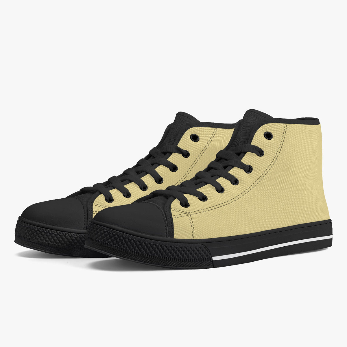 Crake High Top Flaxen laced high top plain color canvas shoes