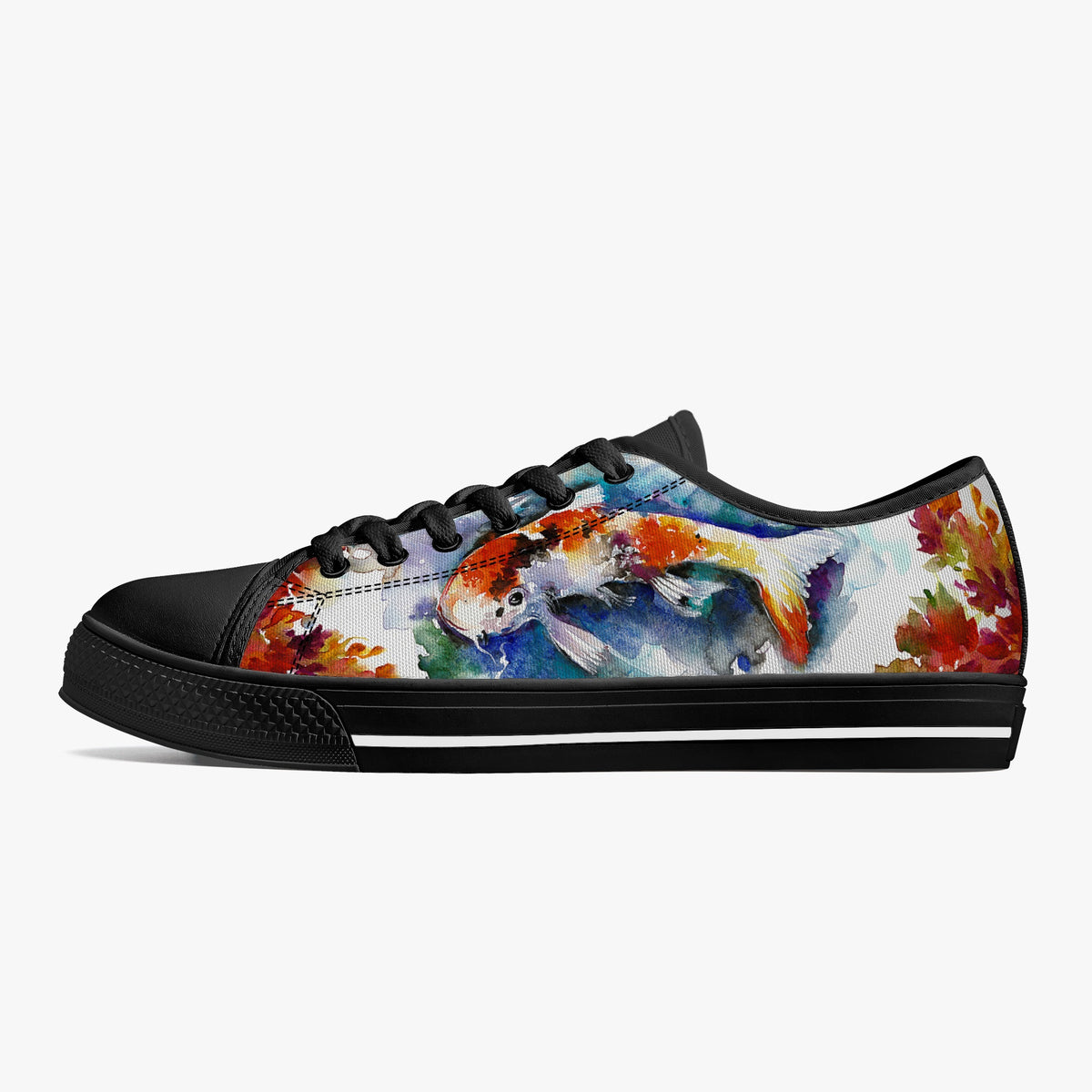 Crake Low Top Koi laced custom prints canvas shoes