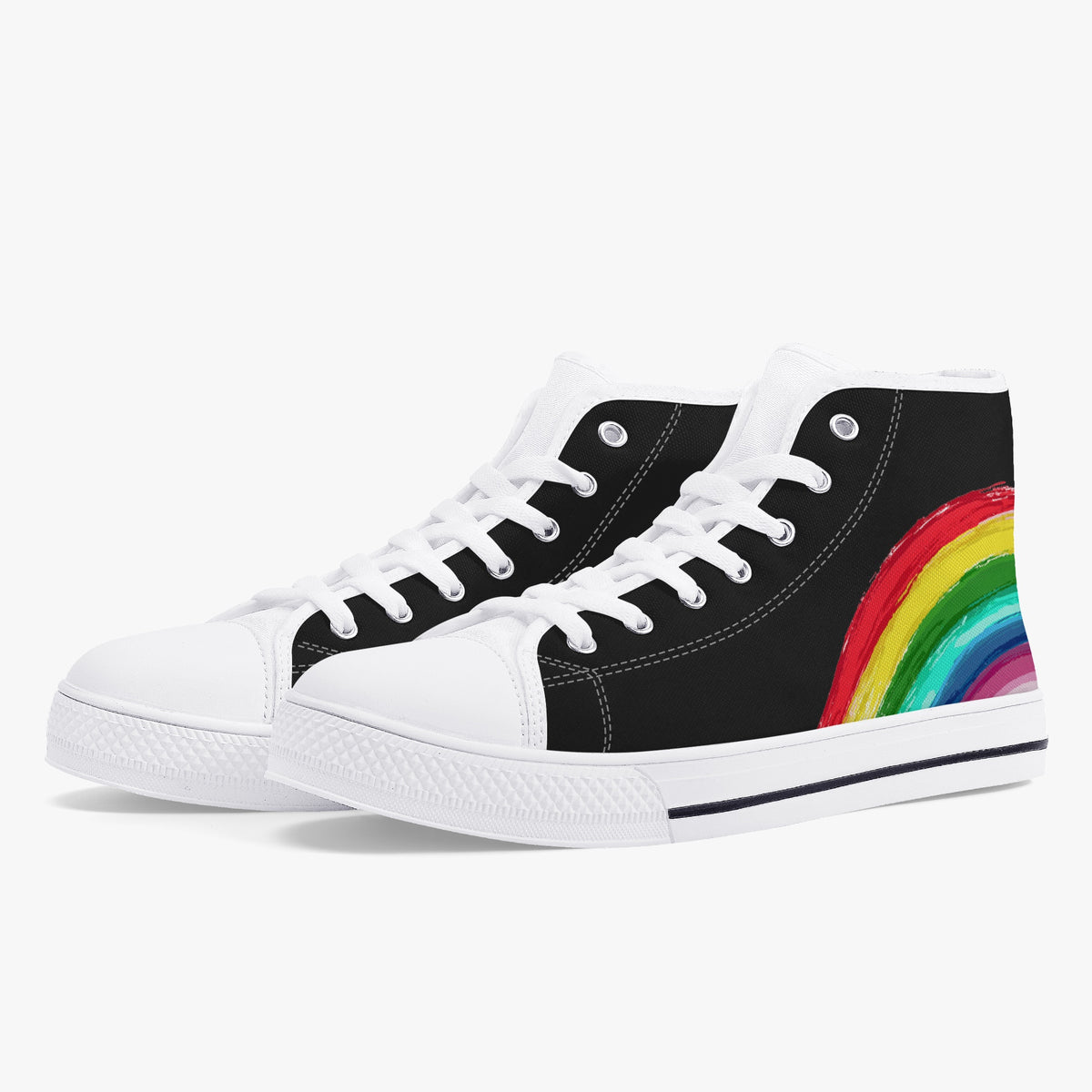 Crake High Top Rainbow 3 laced custom prints canvas shoes
