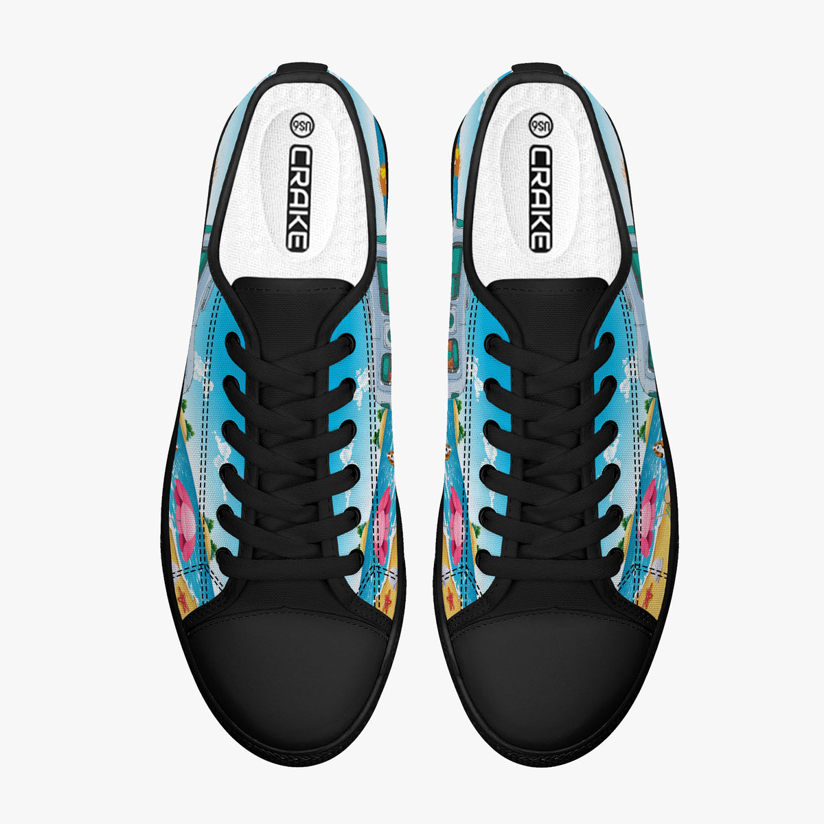 Crake Low Top Beach Dogs laced custom prints canvas shoes