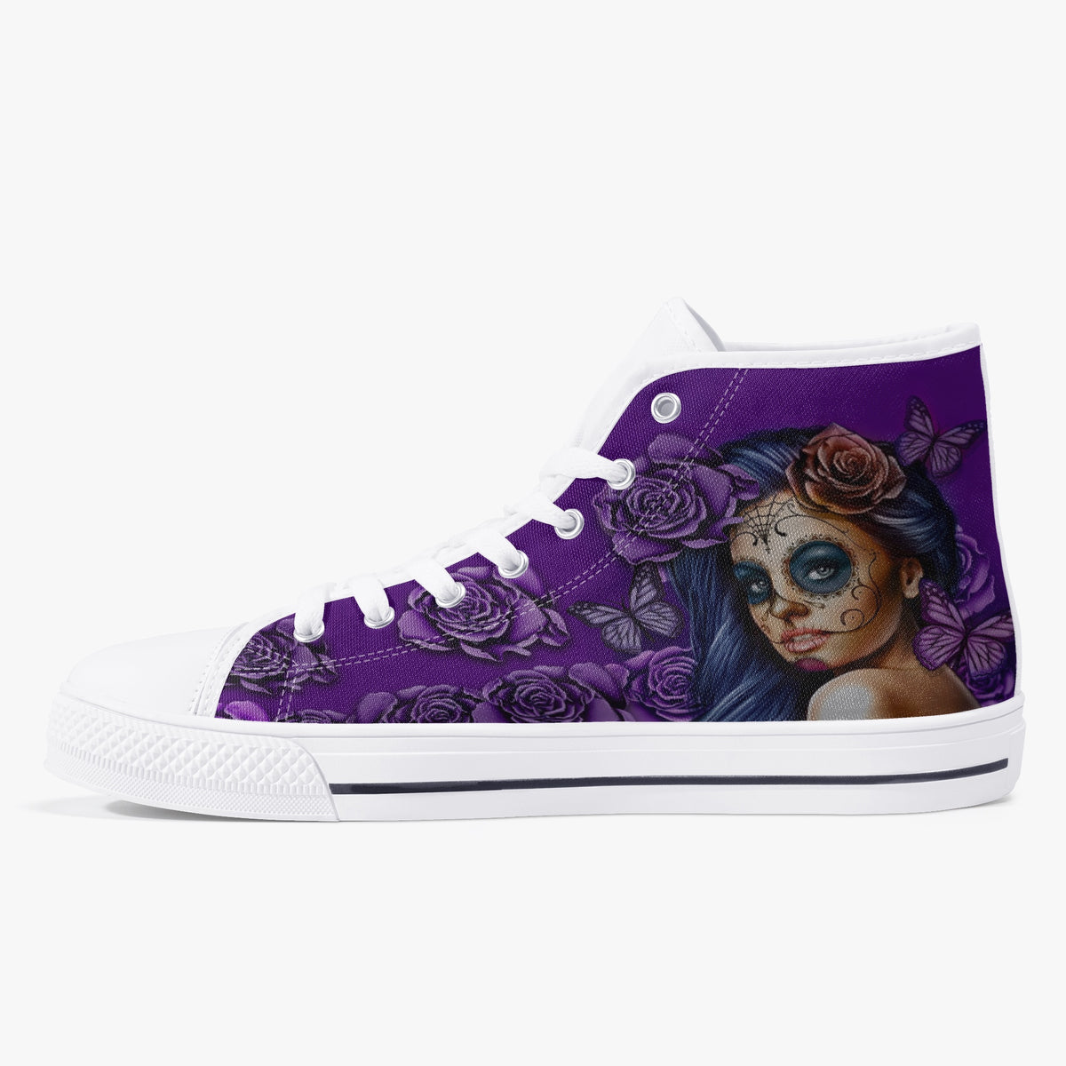 Crake High Top Purple Rose laced custom prints canvas shoes