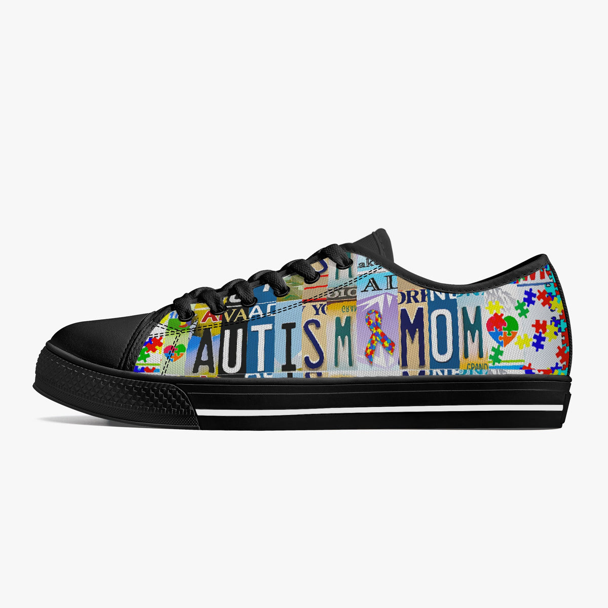 Crake Low Top Autism Mom laced custom prints canvas shoes