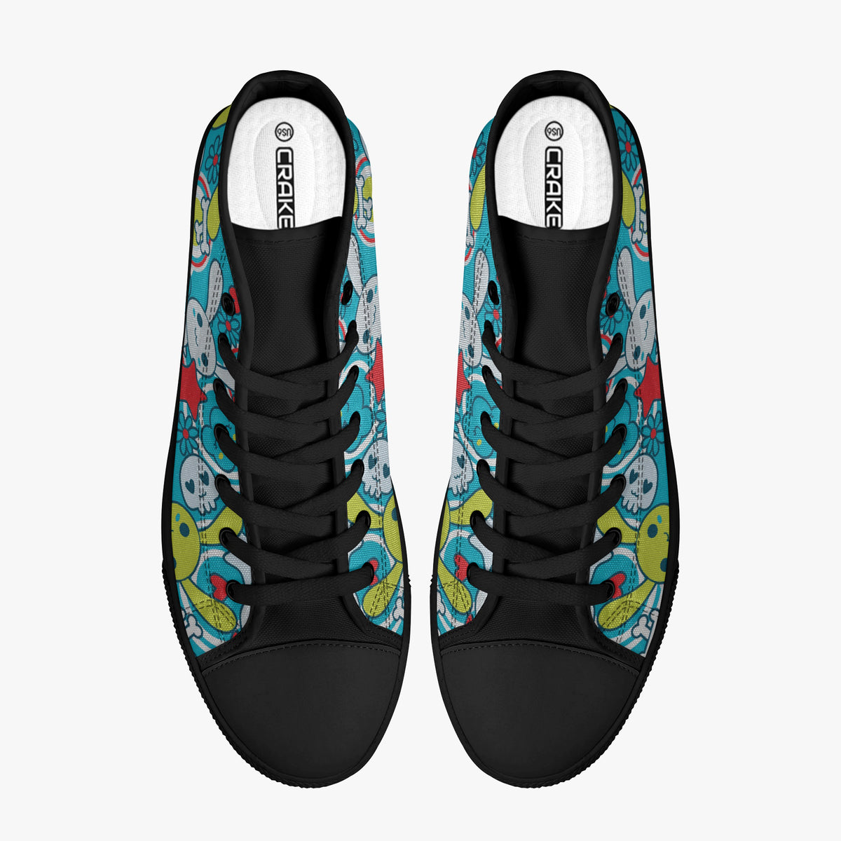 Crake High Top The Rabbits laced custom prints canvas shoes