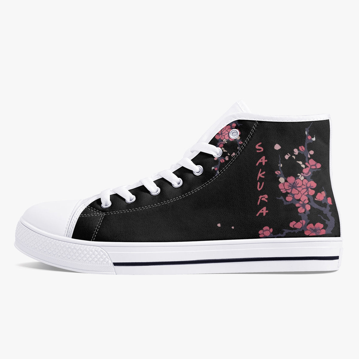Crake High Top Sakura Tree laced custom prints canvas shoes