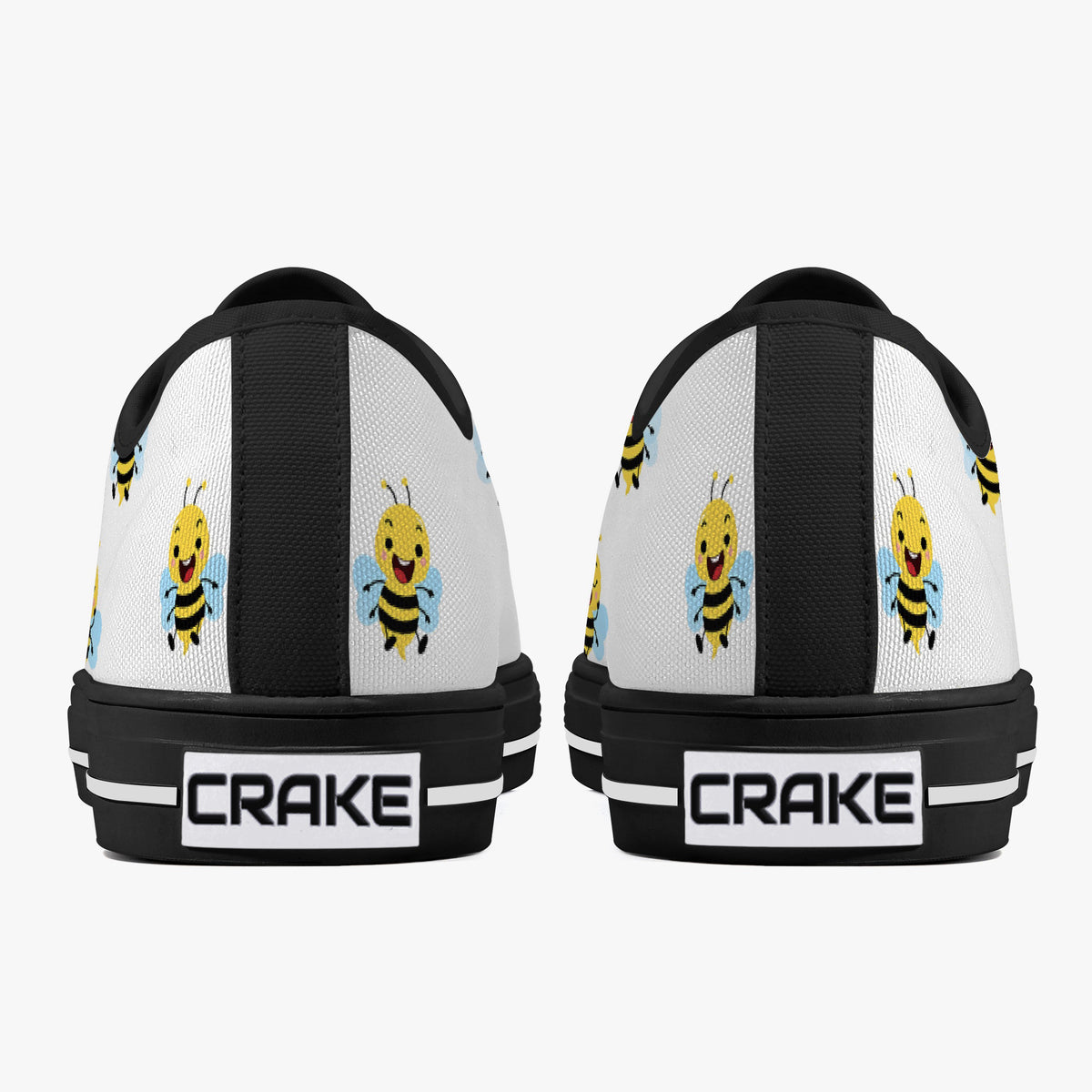 Crake Low Top Cute Bees laced custom prints canvas shoes