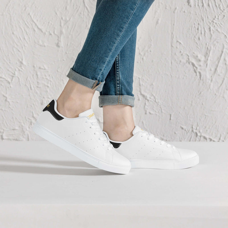 Crake Frida - Charcoal laced minimalist unisex white sneakers at RM MYR289
