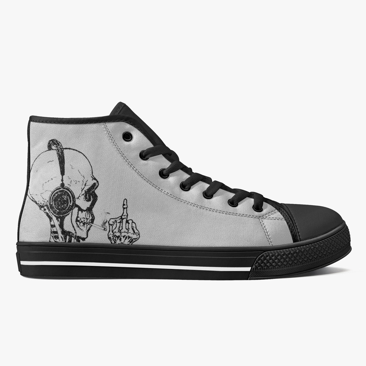 Crake High Top Skulls on headphone laced custom prints canvas shoes