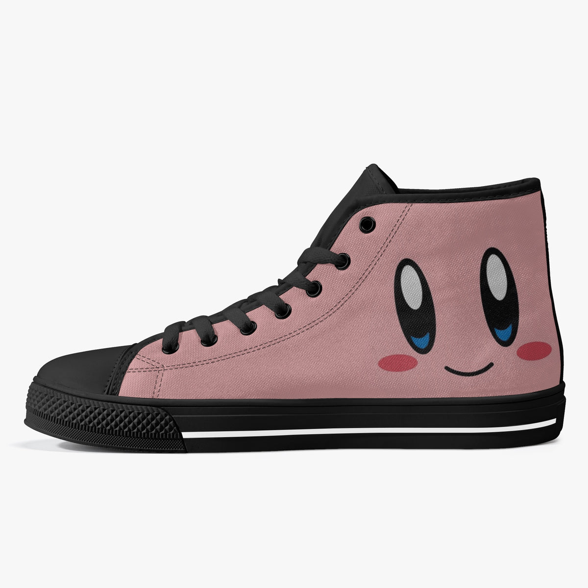 Crake High Top Pink Smilley laced custom prints canvas shoes