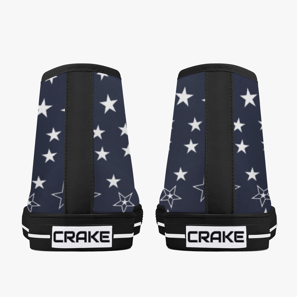 Crake High Top White Stars laced custom prints canvas shoes