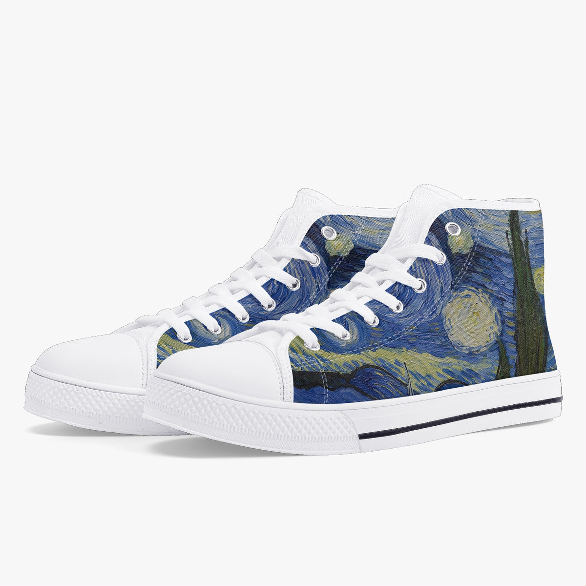 Crake High Top Starry Night laced custom prints canvas shoes