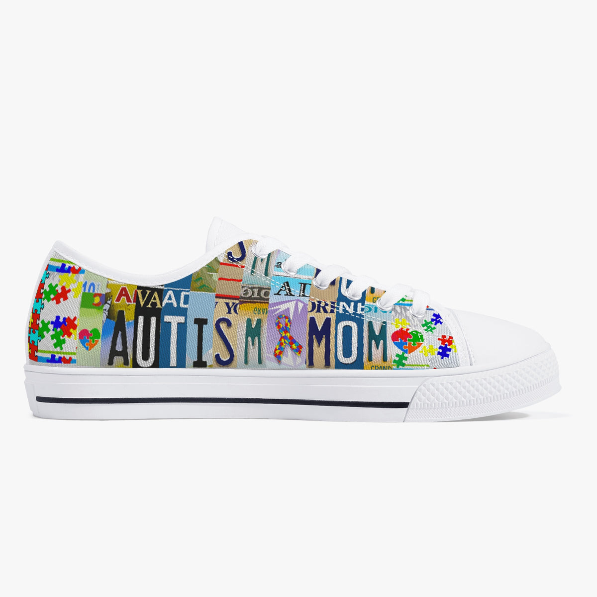 Crake Low Top Autism Mom laced custom prints canvas shoes