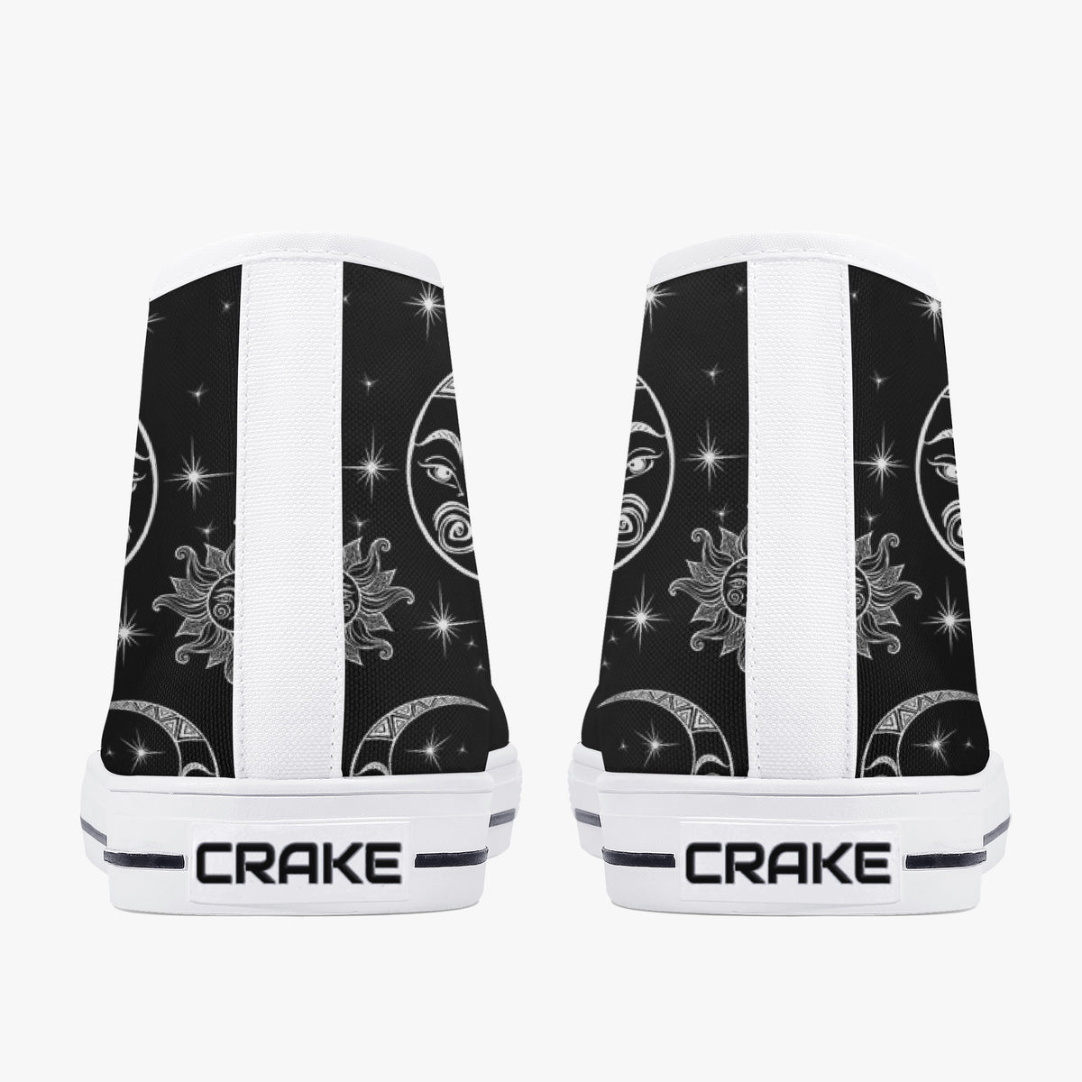 Crake High Top Sun and Moon laced custom prints canvas shoes