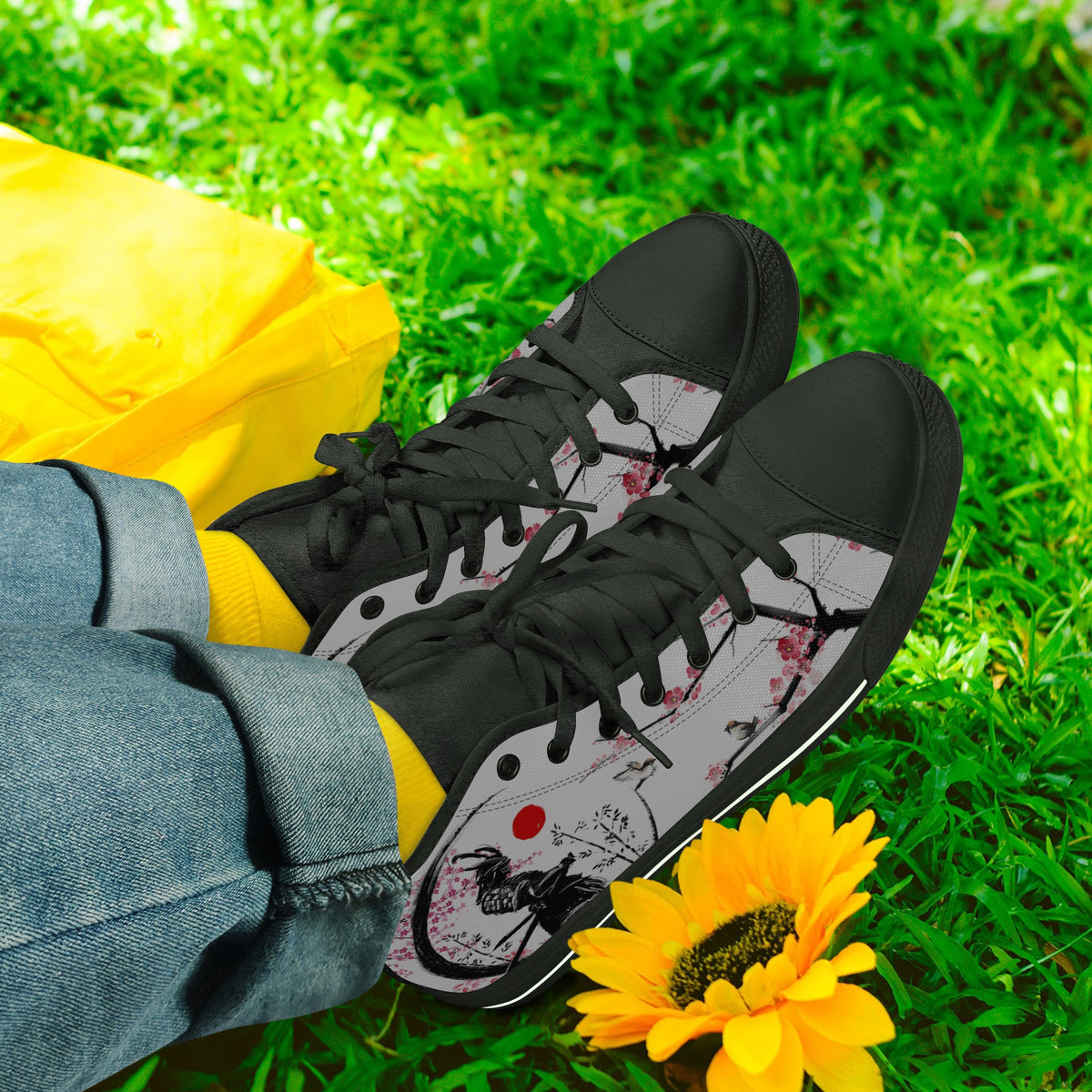 Crake High Top Samurai laced custom prints canvas shoes
