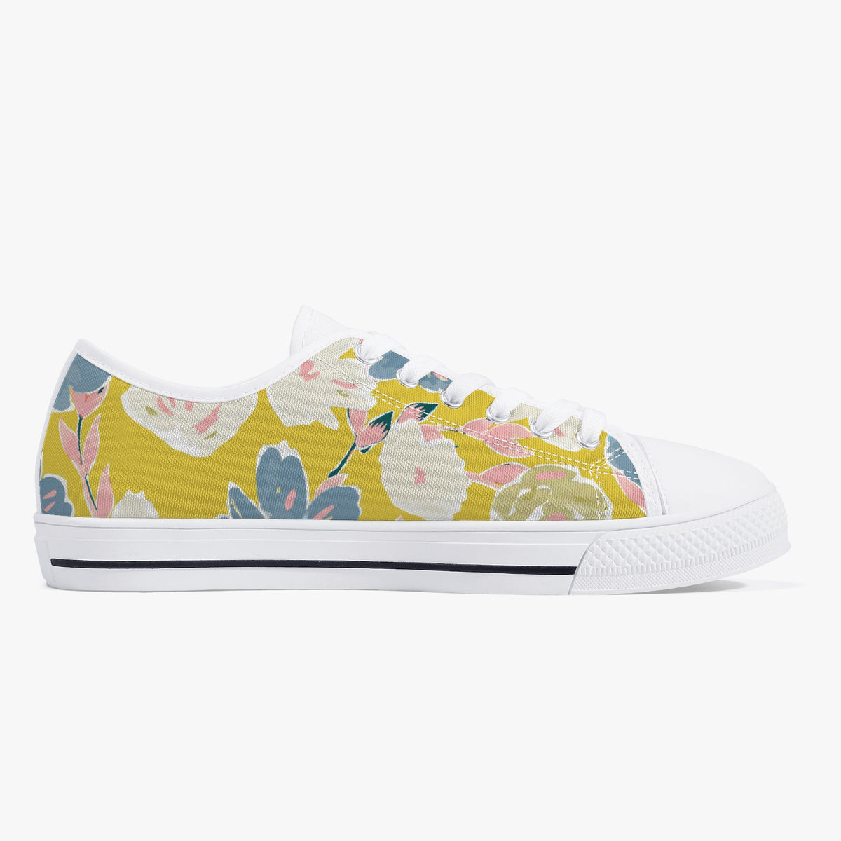 Crake Low Top Flower Painting laced custom prints canvas shoes