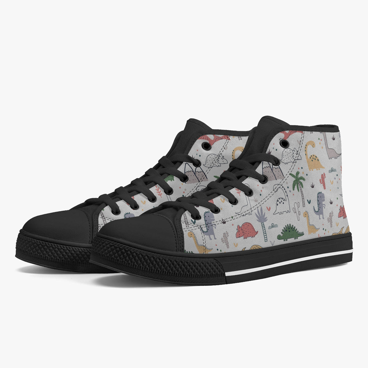 Crake High Top Dinosaurs laced custom prints canvas shoes