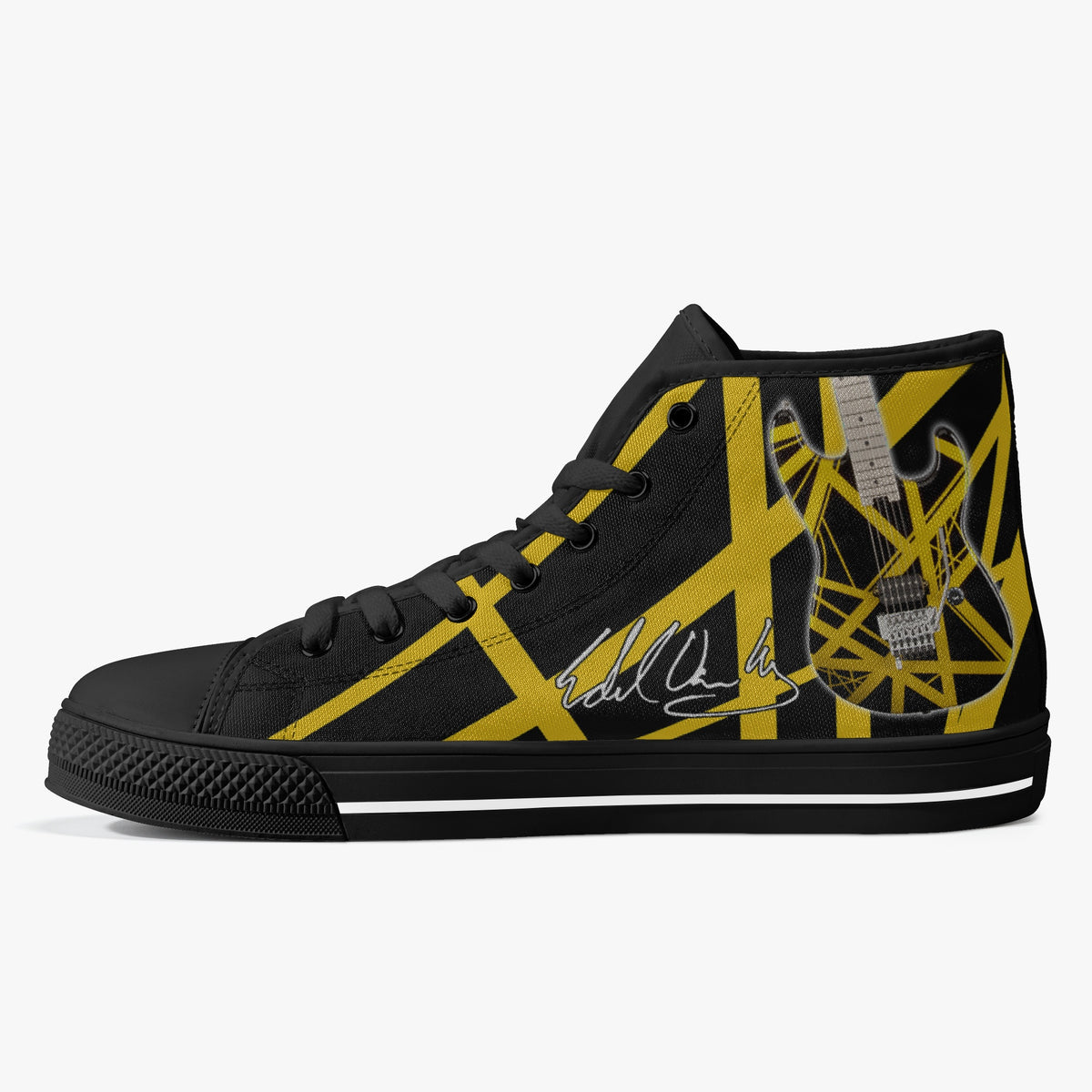 Crake High Top Yellow Guitar laced custom prints canvas shoes