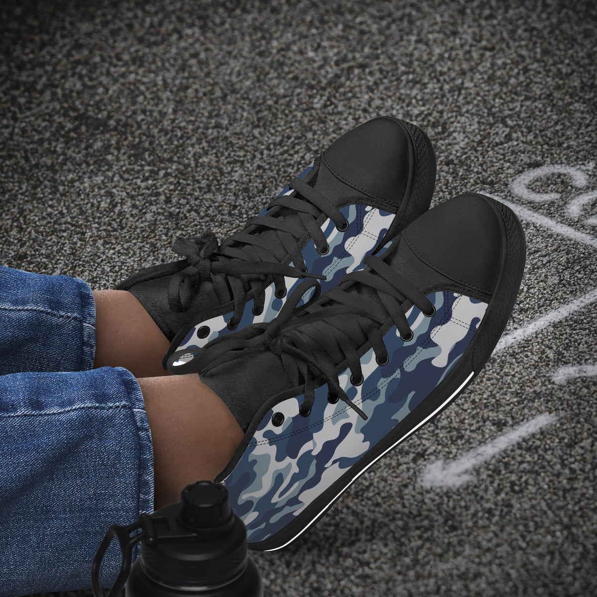 Crake High Top White Camo laced custom prints canvas shoes