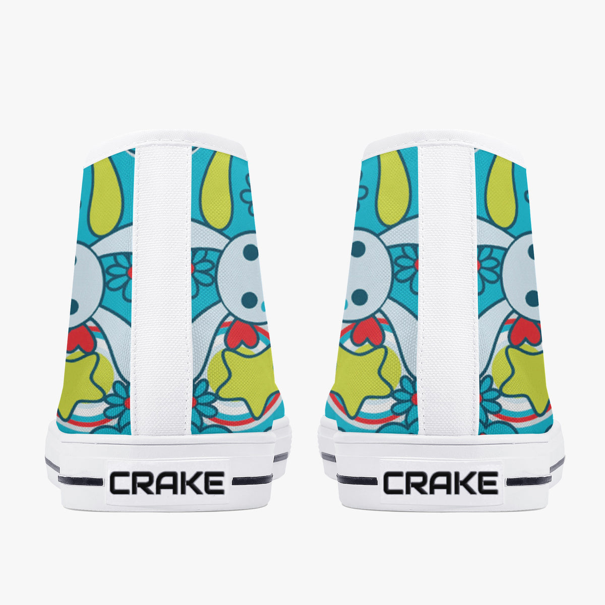 Crake High Top The Rabbits laced custom prints canvas shoes